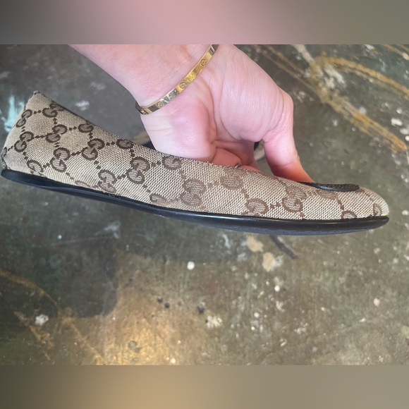 Gucci Ballet Shoes GG Monogram Beige Canvas Flat Size 37.5 - Picture 8 of 11